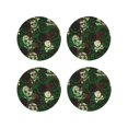thumbnail image 1 of Fuzoiu Camouflage Skull Print Leather Coasters Set,Drink Coasters Set of 4,for Tabletop Protection, Durable PVC Coasters,Home Décor and Housewarming Gift-Round Shape, 1 of 6