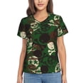 thumbnail image 1 of Fuzoiu Camouflage Skull Print Women's Classic V-Neck T-Shirt, Short Sleeve V Neck Tees for Casual Everyday Wear,Casual Fit Tee,Summer Fashion Tops-3X-Large, 1 of 5