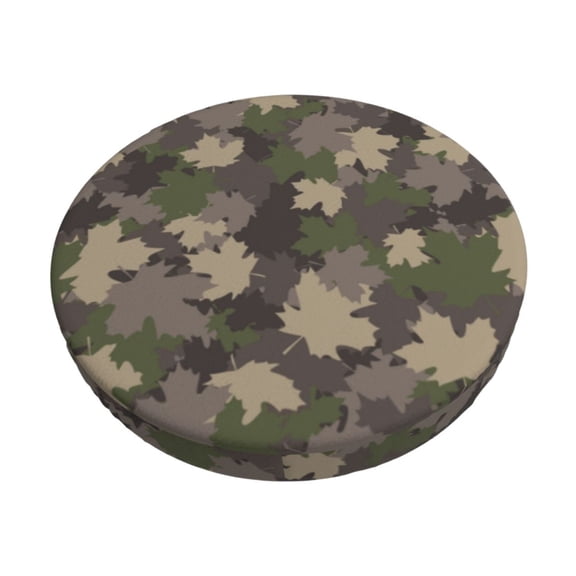 Fuzoiu Camouflage maple Print Bar Stool Cushions, Super Breathable Round Bar Stool Covers,Seat Cushion Round- One Cushion Only-12 inch