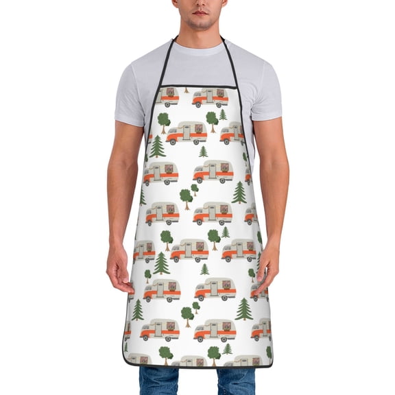 Fuzoiu Camp Van Print Waterproof Apron, Kitchen Apron for Women Men Chef, Apron for Christmas Dinner Party Cooking Baking Crafting House Cleaning Kitchen