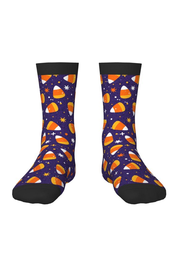 Candy Corn (2) Print Kids Socks For Boys Girls,Grip Crew Socks with Non Slip,Lightweight Stretch Crew Socks,Toddlers Crew Boot Socks