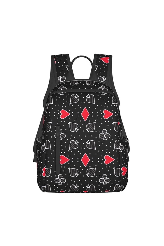 Card Suits Print Lightweight Daypack,Weekender Bag for Men and Women, Travel Backpack with Padded Straps for School, Travel & Work