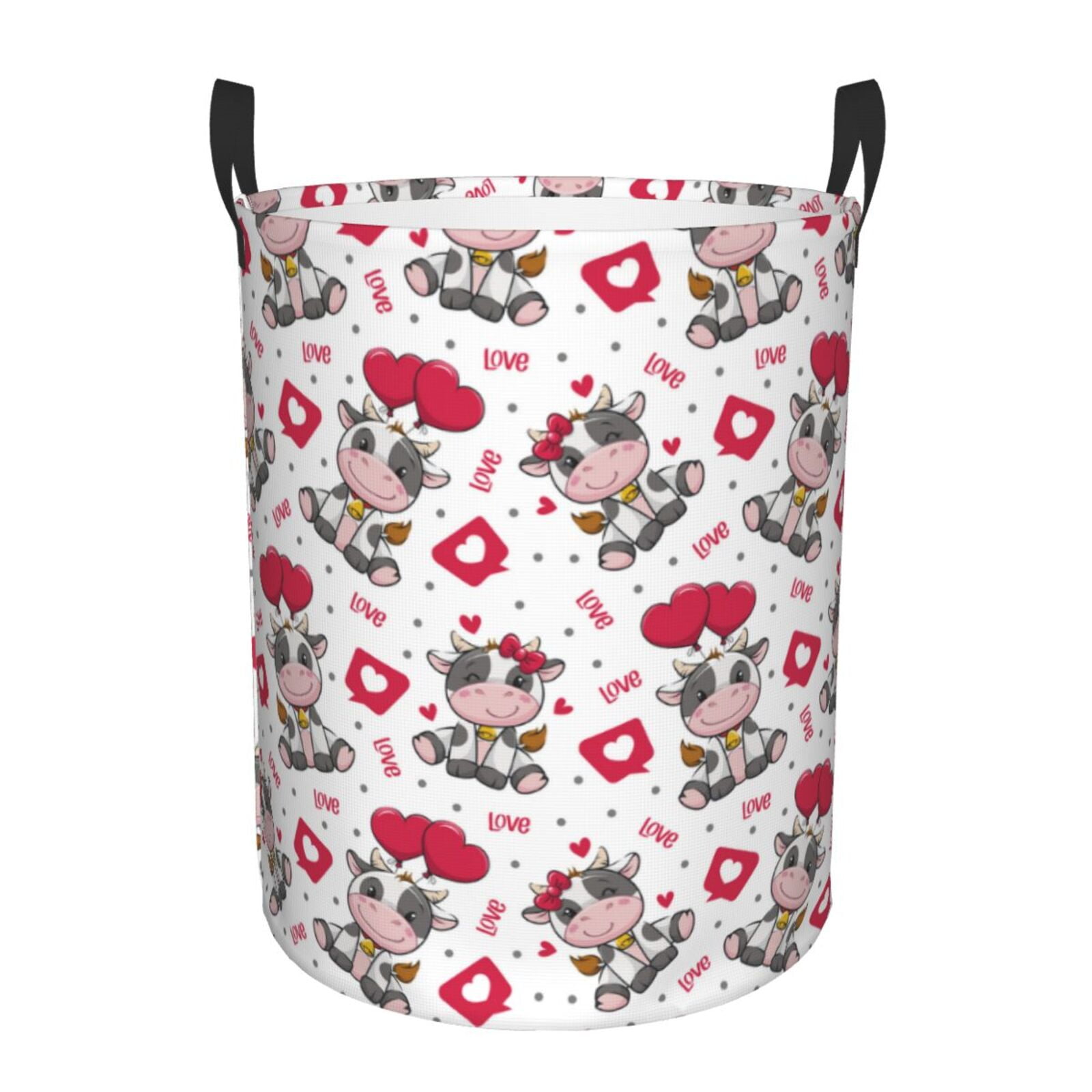 Black And Pink Cow Print Laundry Basket