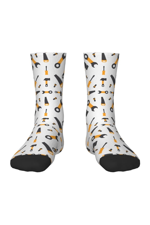 Carpenter tools Print Kids Socks For Boys Girls,Grip Crew Socks with Non Slip,Lightweight Stretch Crew Socks,Toddlers Crew Boot Socks