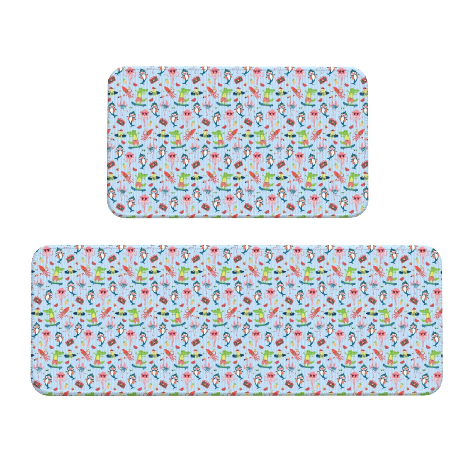 Fuzoiu Cartoon Animals Print Kitchen Floor Mat 2 Sets,Kitchen Rugs and ...