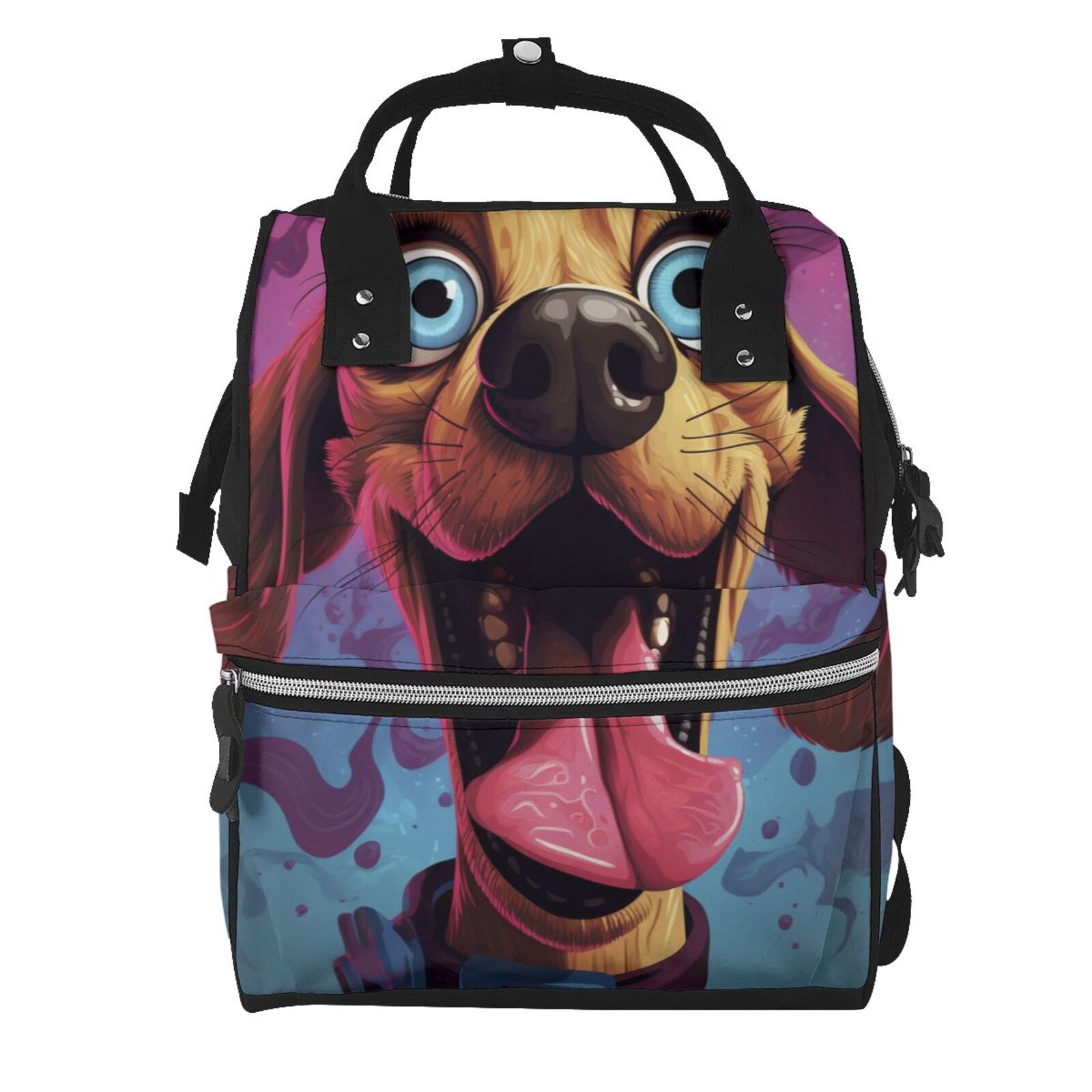 Fuzoiu Cartoon Big-Eyed Dog Print Diaper Bag Backpack,Baby Essentials Travel Tote,Multi function Waterproof Diaper Bag, Travel Essentials Baby Bag - Unisex