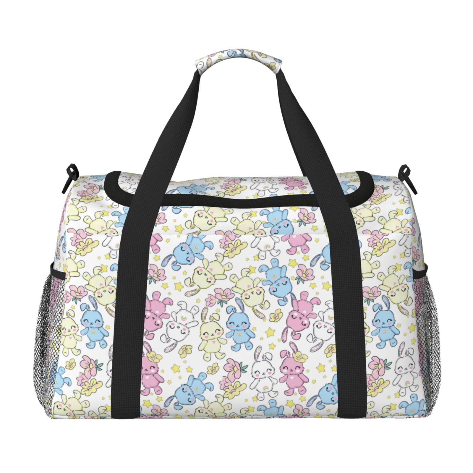 Fuzoiu Cartoon Bunny Print Travel Duffle Bag,Carry On Tote Bags,Duffel Bag,Sport Gym Bag, Hospital Bag for Labor and Delivery, Overnight Bag,Luggage Bag