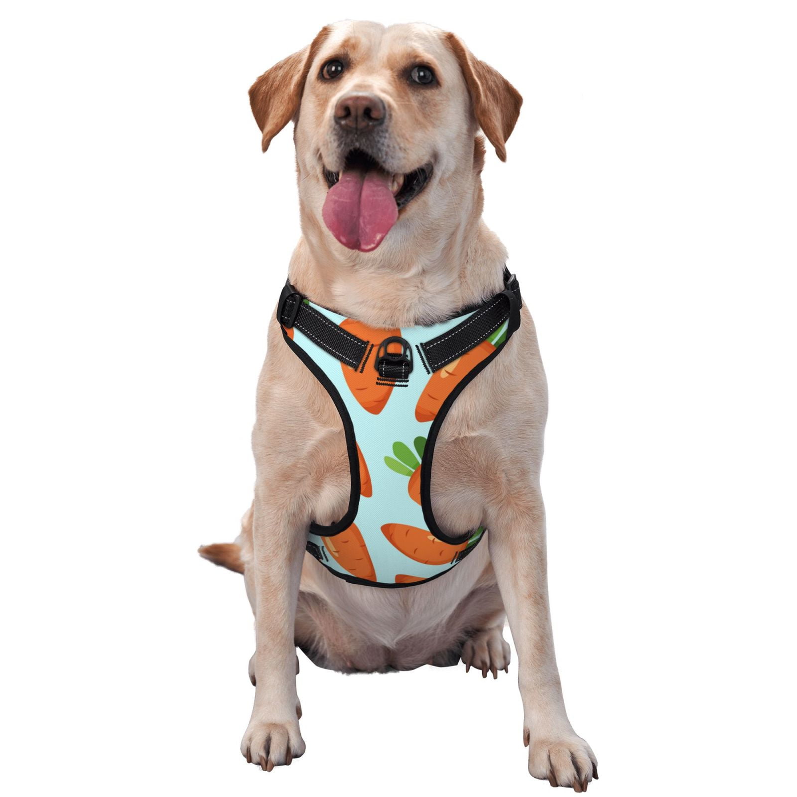 Fuzoiu Cartoon Carrot Print Reflective Dog Harness,Adjustable, Breathable Pet Vest,Dog Harness No Pull,No Choke Pet Vest for Small, Medium, and Large Dogs-Small