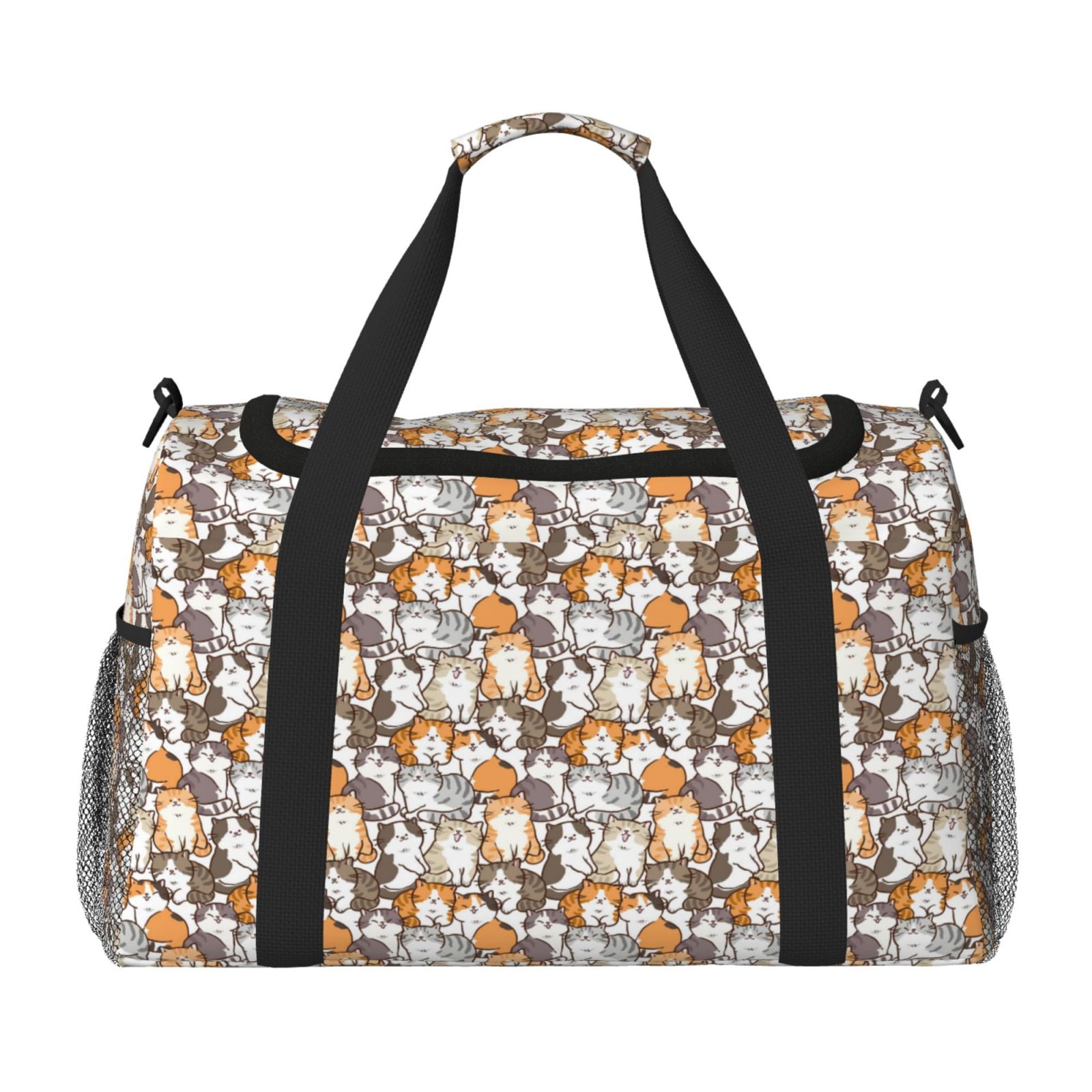 Fuzoiu Cartoon Cat Print Travel Duffle Bag,Carry On Tote Bags,Duffel Bag,Sport Gym Bag, Hospital Bag for Labor and Delivery, Overnight Bag,Luggage Bag