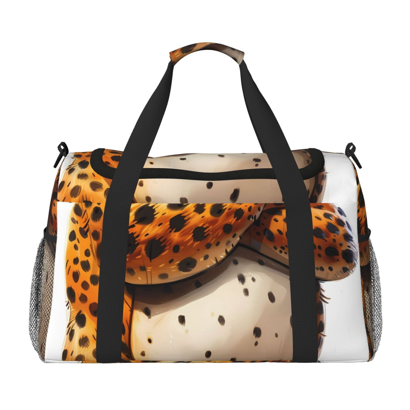 Fuzoiu Cartoon Cheetah With Attitude Print Travel Duffle Bag,Carry On Tote Bags,Duffel Bag,Sport Gym Bag, Hospital Bag for Labor and Delivery, Overnight Bag,Luggage Bag