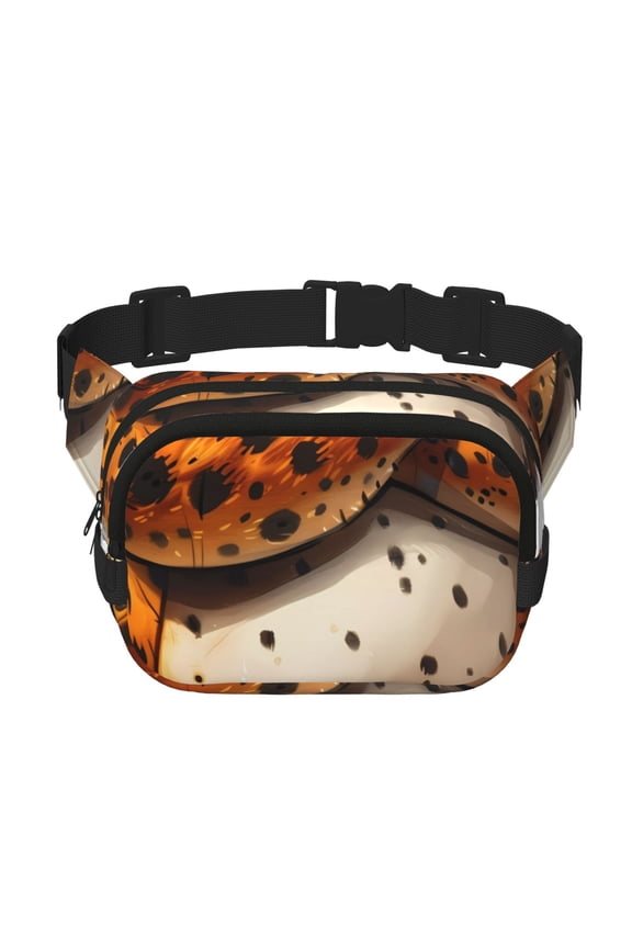 Cartoon Cheetah With Attitude Print Unisex Square Double Layer Waist Bag,Crossbody Fanny Pack Travel Workout Accessory