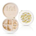 thumbnail image 1 of Fuzoiu Cartoon Chicken Print Portable Jewelry Box,Round Mini Leather Travel Jewelry Case,Small Travel Jewelry Organizer,Jewelry Holder for Ring Necklace Earring for Women Girls-White, 1 of 7