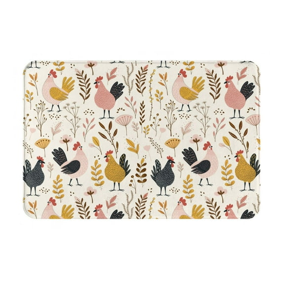 Fuzoiu Cartoon Chickens Print Door Mat Outdoor Indoor Welcome Mats, Front Doormat,Flannel Non Slip Durable Entrance Rugs for Front Door, Inside Outside Entry, Porch, Resist Dirt,16x24in