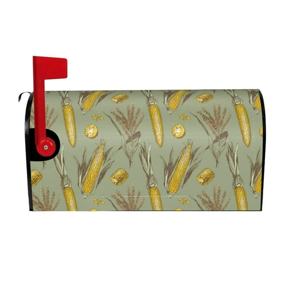 Fuzoiu Cartoon Corn and Wheat Print Decorative Waterproof Mailbox Cover,Welcome Magnetic Mailbox Cover, Post Letter Box Wrap Cover for Outdoor Decor -21x18 in