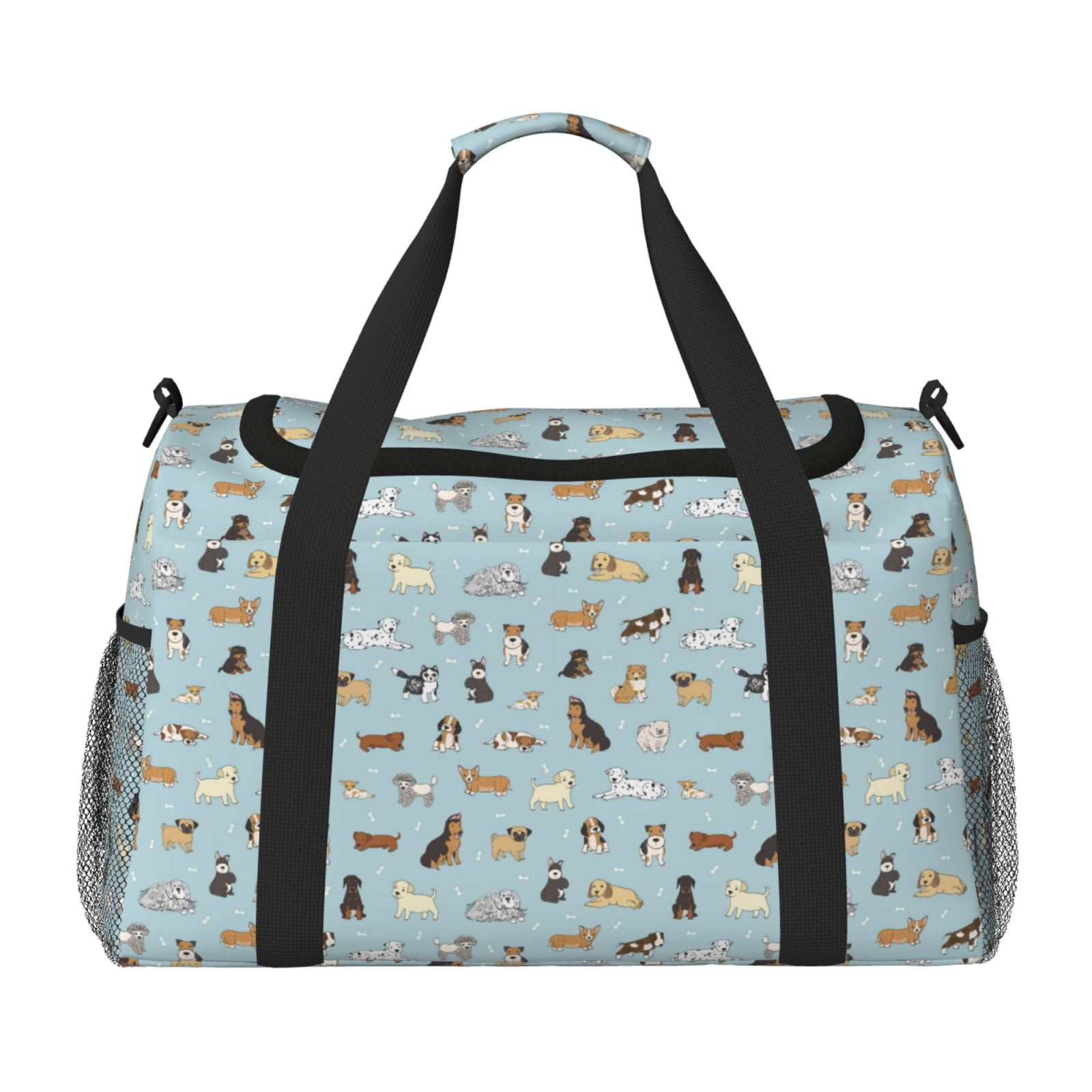 Fuzoiu Cartoon Doodle Puppy Print Travel Duffle Bag,Carry On Tote Bags,Duffel Bag,Sport Gym Bag, Hospital Bag for Labor and Delivery, Overnight Bag,Luggage Bag