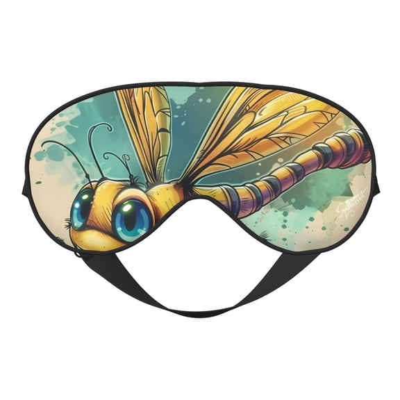 Fuzoiu Cartoon Dragonfly Art Print Sleep Masks,Eye Masks with Adjustable Strap for Sleeping,Night Eye Shade for Women Men,Eye Cover for Full Night's Sleep, Travel and Nap