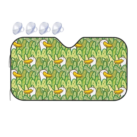 Fuzoiu Cartoon Duck Print Car Windshield Sunshade,Foldable Reflective Sun Visor,Windshield Sun Shade,UV Rays Sun Visor Shade,Auto Front Sun Shield Shade-Small