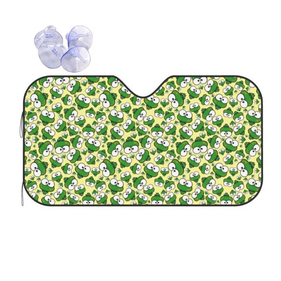 Fuzoiu Cartoon Frogs Print Car Windshield Sun Shade,Block Uv Rays Sunshade,Foldable Front Window Sun Visor Protector for Car,SUV,Truck-Keep Vehicle Cool-Cartoon Frogs