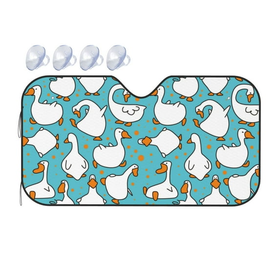 Fuzoiu Cartoon Funny Goose Print Car Windshield Sunshade,Foldable Reflective Sun Visor,Windshield Sun Shade,UV Rays Sun Visor Shade,Auto Front Sun Shield Shade-Medium