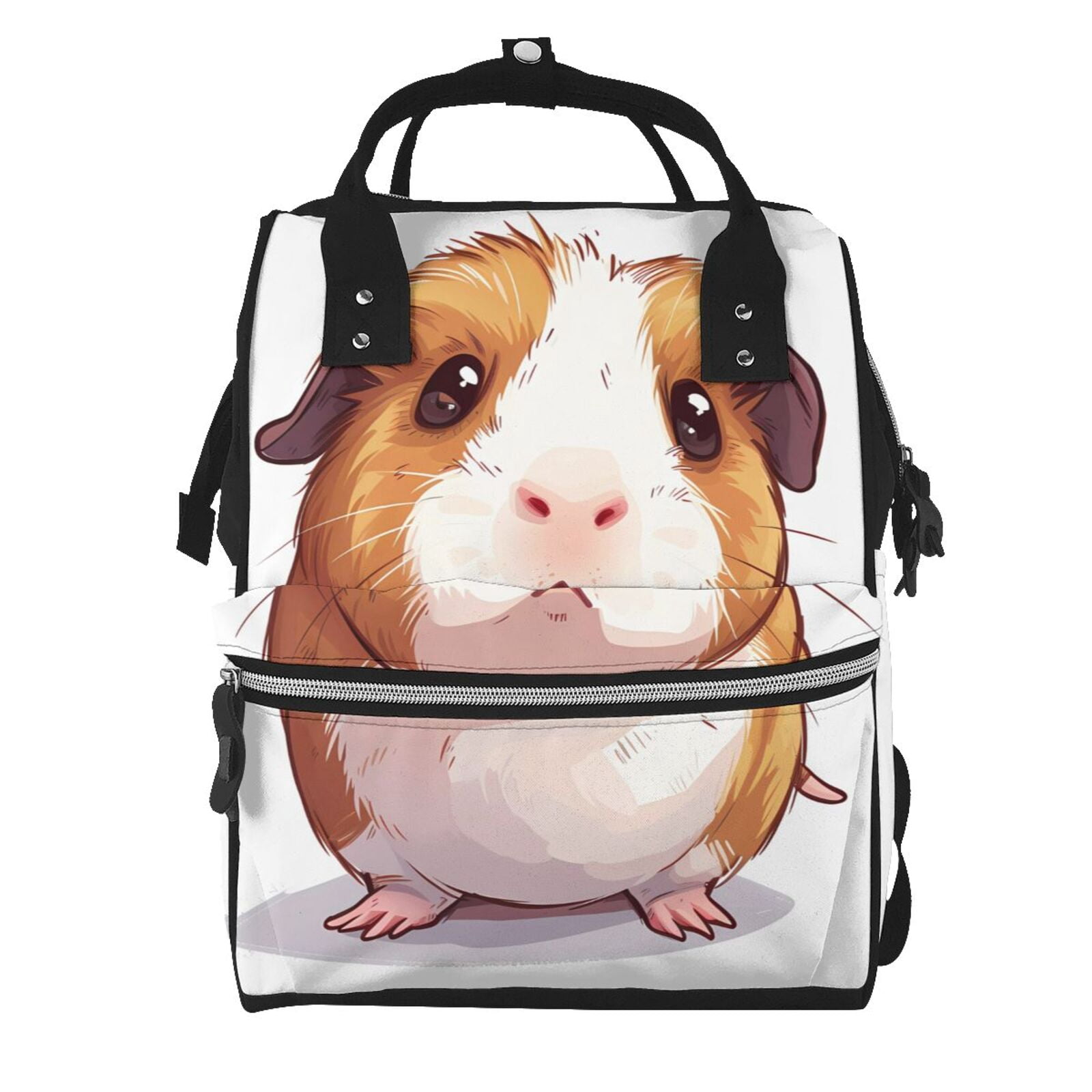 Fuzoiu Cartoon Guinea Pig Print Diaper Bag Backpack,Baby Essentials Travel Tote,Multi function Waterproof Diaper Bag, Travel Essentials Baby Bag - Unisex