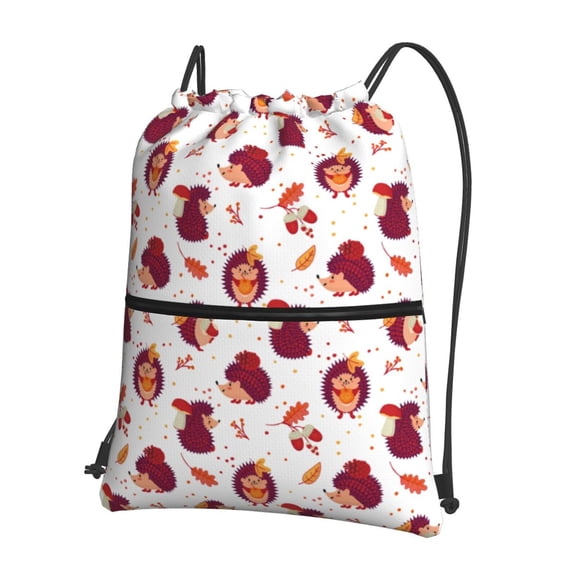 Fuzoiu Cartoon Hedgehogs Print Drawstring Backpack Water Resistant String Bag Sports Sackpack Gym Sack for Men Women