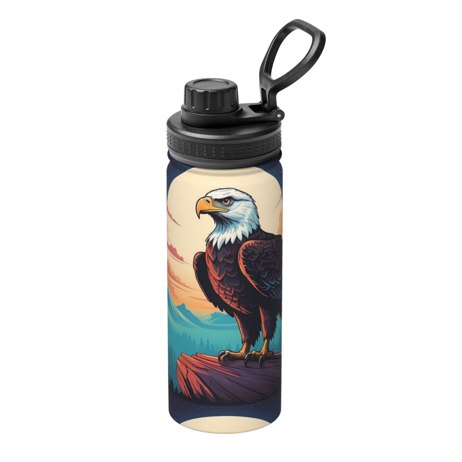 Fuzoiu Cartoon Iceberg Bald Eagle Print 18oz Sports Insulated Kettle,Stainless Steel Vacuum Water Bottle, Leakproof Sport Flask