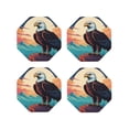 thumbnail image 1 of Fuzoiu Cartoon Iceberg Bald Eagle Print Leather Coasters Set,Drink Coasters Set of 4,for Tabletop Protection, Durable PVC Coasters,Home Décor and Housewarming Gift-Octagon, 1 of 6