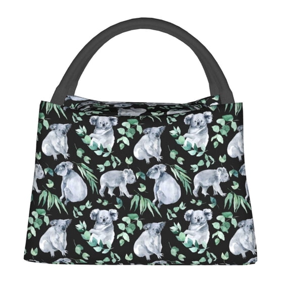 Fuzoiu Cartoon Koala Bear Print Portable Insulation Lunch Bag,Large Lunch Box,Container Reusable Leakproof Tote for Work, Travel, and Outdoor Activities