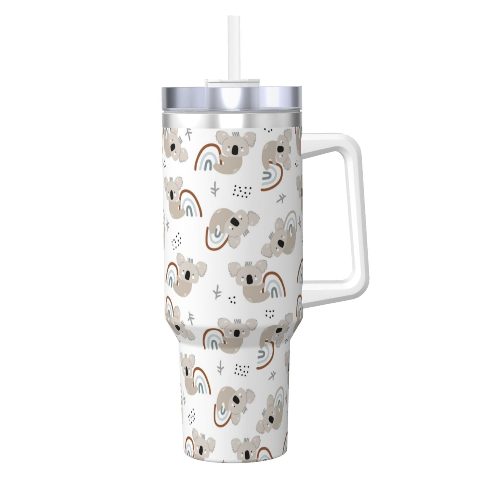 Fuzoiu Cartoon Koala Print 40OZ Ice Bully Stainless Steel Insulated Cup with Handle and Straw ...