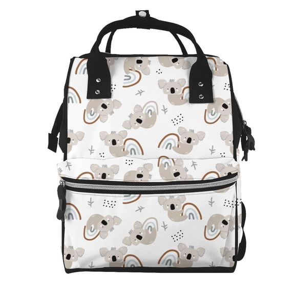 Fuzoiu Cartoon Koala Print Diaper Bag Backpack,Baby Essentials Travel Tote,Multi function Waterproof Diaper Bag, Travel Essentials Baby Bag - Unisex