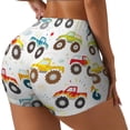 thumbnail image 1 of Fuzoiu Cartoon Monster Trucks Print Women's Workout Shorts,Workout Biker Shorts Women,Exercise Fitness Shorts,Scrunch Short, Athletic Shorts for Gym Yoga Running Sport Active-Large, 1 of 8