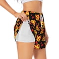 thumbnail image 1 of Fuzoiu Cartoon Pizza Print Women's Athletic Shorts, Double-Layer Running Shorts with Pocket,Women's Workout Shorts for Yoga, Gym, and Workouts-Small, 1 of 7