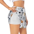 thumbnail image 1 of Fuzoiu Cartoon Planets Print Women's Athletic Shorts, Double-Layer Running Shorts with Pocket,Women's Workout Shorts for Yoga, Gym, and Workouts-XX-Large, 1 of 7