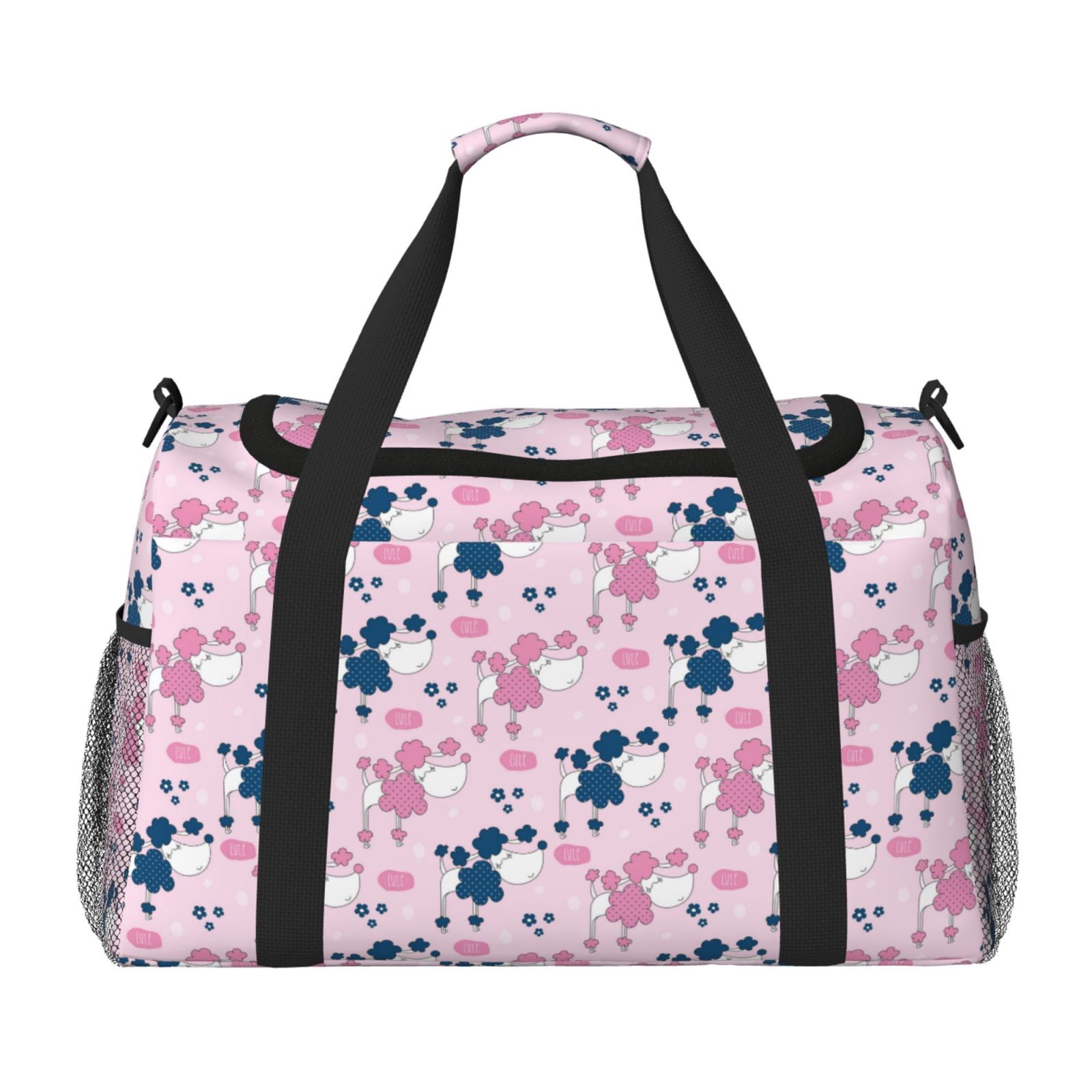 Fuzoiu Cartoon Poodle Dog Print Travel Duffle Bag,Carry On Tote Bags,Duffel Bag,Sport Gym Bag, Hospital Bag for Labor and Delivery, Overnight Bag,Luggage Bag