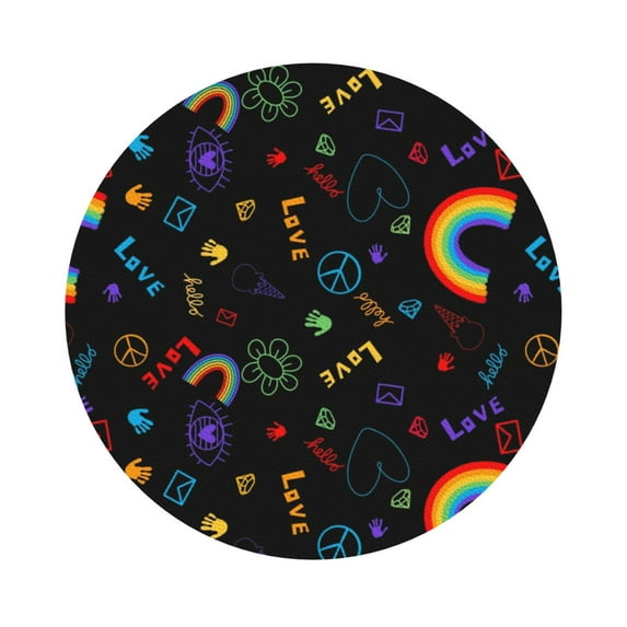 Fuzoiu Cartoon Pride Lgbt Print Leather Coasters Set,Drink Coasters Set of 6,for Tabletop Protection, Durable PVC Coasters,Home Décor and Housewarming Gift,Round Shape