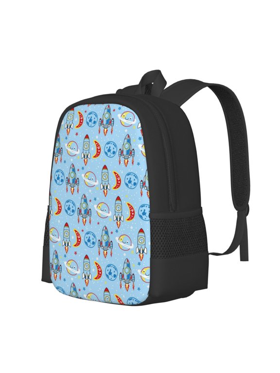 Cartoon Rocket With Space Print Large Capacity Backpack,Travel Backpack,Laptop Bag,College School Rucksack Bag,for School, Travel & Outdoor Activities