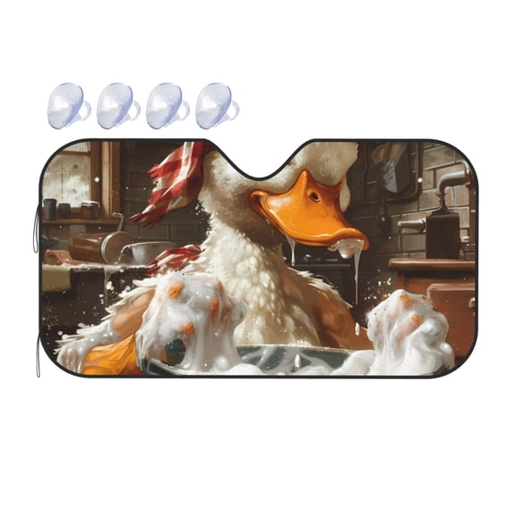 Fuzoiu Cartoon Scottish Duck Print Car Windshield Sunshade,Foldable Reflective Sun Visor,Windshield Sun Shade,UV Rays Sun Visor Shade,Auto Front Sun Shield Shade-Small