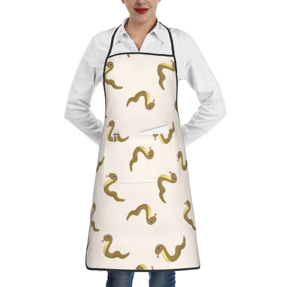 Fuzoiu Cartoon Snake Print Kitchen Cooking Aprons,Kitchen Cooking BBQ Aprons,Chef Apron with 2 Pockets for Men Women,Art Aprons for Painting Pottery Ceramics
