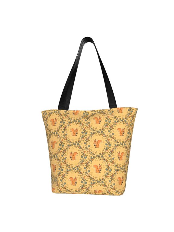 Cartoon Squirrel Print Large Capacity Shoulder Bag for Women,Large Capacity Office Purse,Laptop Tote Bag,Casual Everyday Tote for Work Beach Travel and Shopping Grocery
