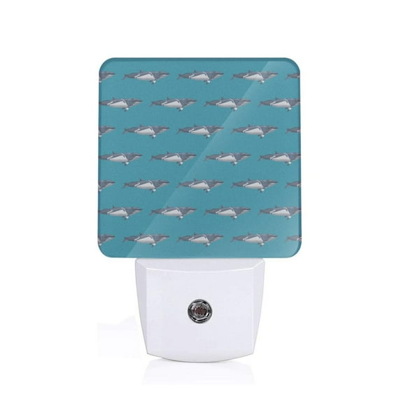 Fuzoiu Cartoon Whale Print Dusk to Dawn LED Night Light with Light Sensor, Energy-Efficient Touch-Safe Night Lamp for Home, Office, and Kids' Rooms-EU