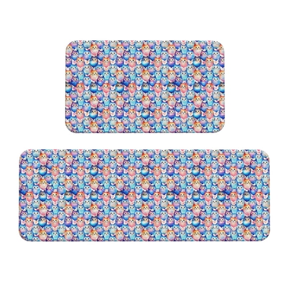 Fuzoiu Cartoon colorful cute cat Print Kitchen Floor Mat 2 Sets,Kitchen Rugs and Mats,,Non Skid Waterproof Kitchen Floor Mat for Kitchen,Home Office,Sink,Laundry