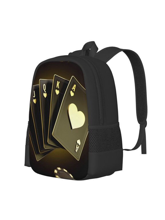 Casino Cards 1 Print Large Capacity Backpack,Travel Backpack,Laptop Bag,College School Rucksack Bag,for School, Travel & Outdoor Activities
