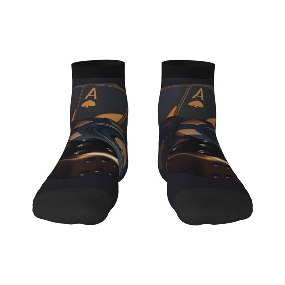 Fuzoiu Casino Cards Poker Print Adult Socks, Crew Moisture-wicking Socks, Unisex Cushion Crew Socks,Casual Sports Ankle Socks