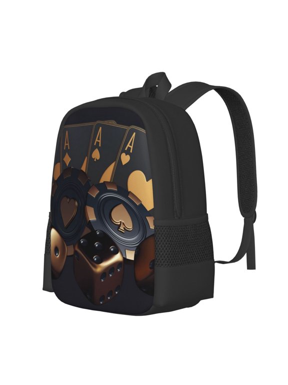 Casino Cards Poker Print Large Capacity Backpack,Travel Backpack,Laptop Bag,College School Rucksack Bag,for School, Travel & Outdoor Activities