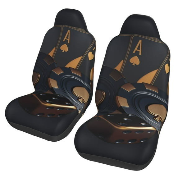 Fuzoiu Casino Cards Poker Print Seat Covers Set, Car Seat Covers Front Seats, Car Seat Protector, Car Seat Cushion, Seat Covers Carseat Cover Universal Fit for Most Cars