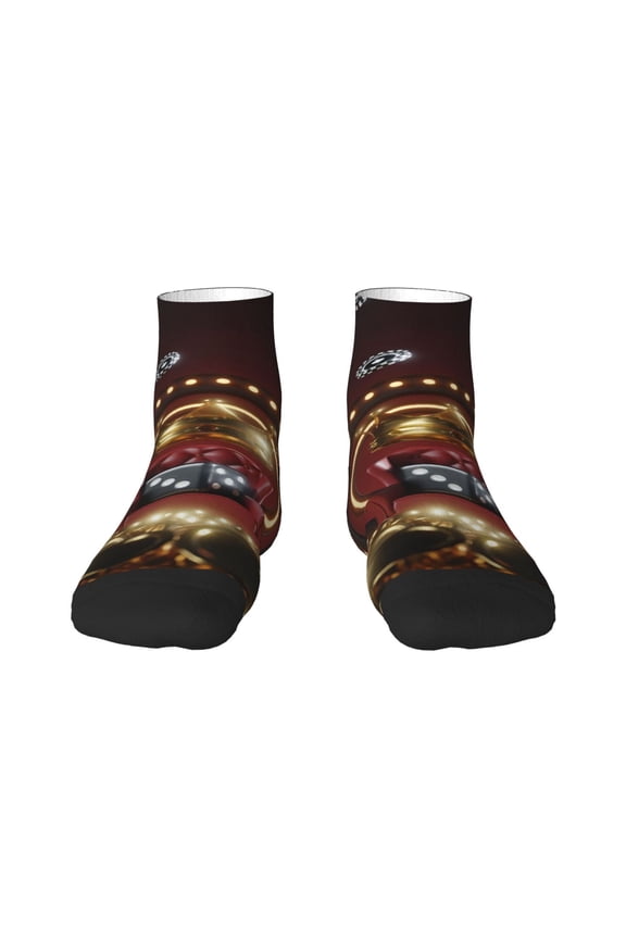 Casino King And Playing Cards Print Adult Socks, Crew Moisture-wicking Socks, Unisex Cushion Crew Socks,Casual Sports Ankle Socks