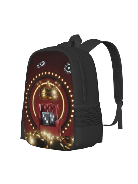 Casino King And Playing Cards Print Large Capacity Backpack,Travel Backpack,Laptop Bag,College School Rucksack Bag,for School, Travel & Outdoor Activities