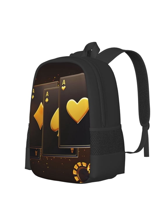 Casino Playing Cards Print Large Capacity Backpack,Travel Backpack,Laptop Bag,College School Rucksack Bag,for School, Travel & Outdoor Activities