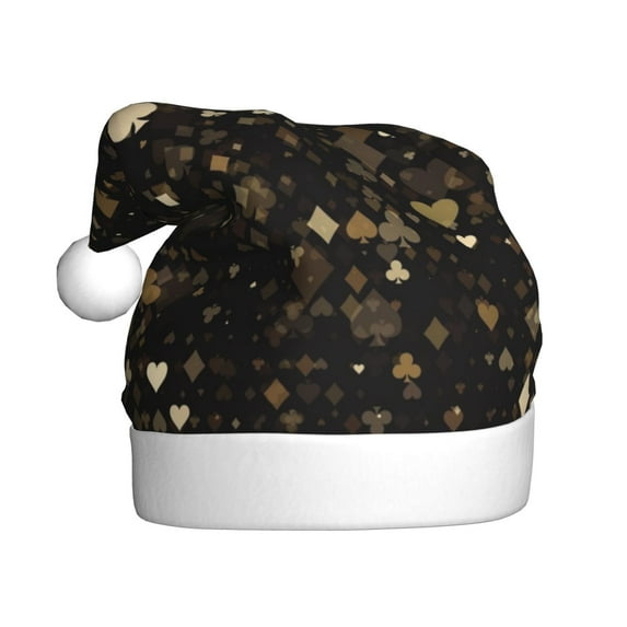 Fuzoiu Casino Print Santa Hat Christmas Hat for Adults,Santa Hats with Pompom, Unisex Xmas Holiday Hat for Christmas New Year Festive Party Supplies