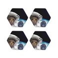 thumbnail image 1 of Fuzoiu Cat Astronaut Print Leather Coasters Set,Drink Coasters Set of 4,for Tabletop Protection, Durable PVC Coasters,Home Décor and Housewarming Gift-Hexagon, 1 of 6
